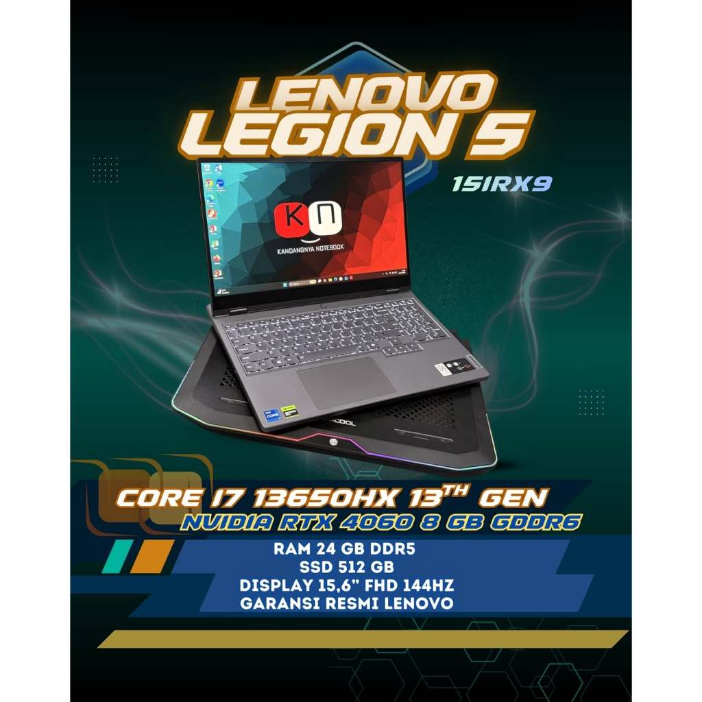 Lenovo Legion 5 15IRX9 Core i7 13650HX Nvidia RTX4060 8GB RAM 24GB / 1TB Layar 15,6inch 144Hz