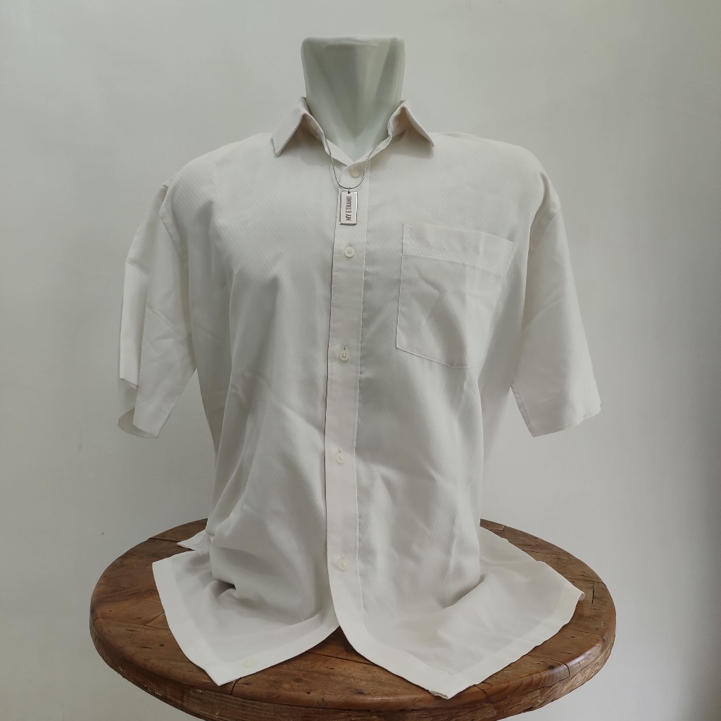 Kemeja Pria Henry Adams Premium White Collection Lengan Pendek Broken White (RHMTA009)