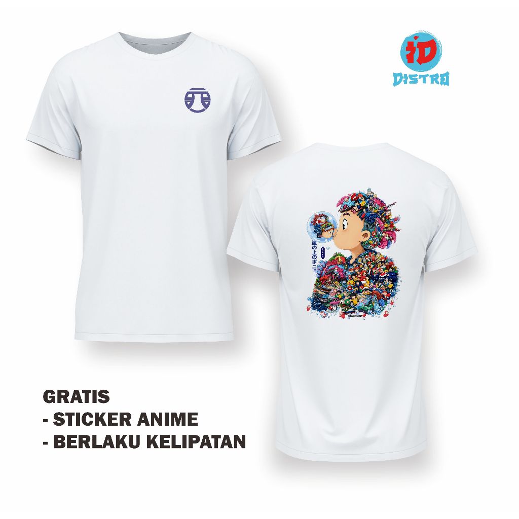 Kaos Ponyo Studio Ghibli TERLARIS – Desain Lucu Full Color + Free Sticker- id distro