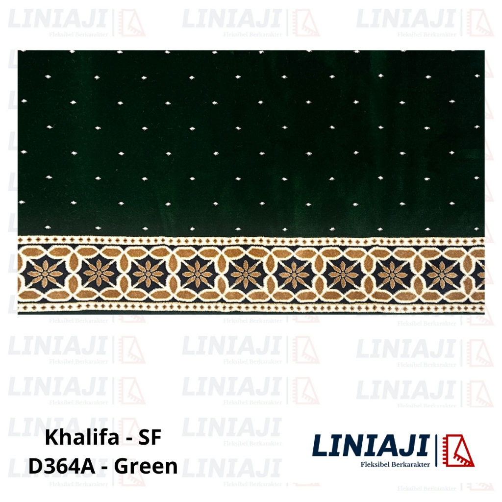 LINIAJI - Karpet Masjid Meteran Custom Motif Bintik Khalifa Tebal 15mm List Batik Bunga Obras - ROLL