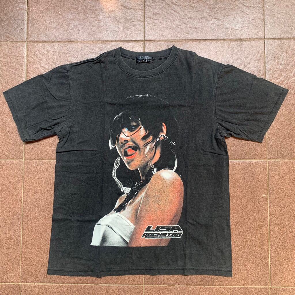 Lisa Blackpink Rockstar Tee Washed Grey