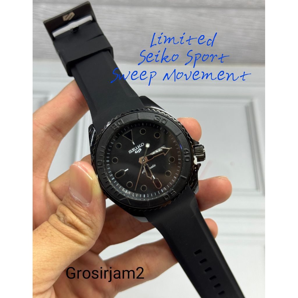 Ready- EXCLUSIVE-Jam Tangan Pria Clasik Seiko5 Sport Sweep Movement -Strap Rubber Elegan Free box n 