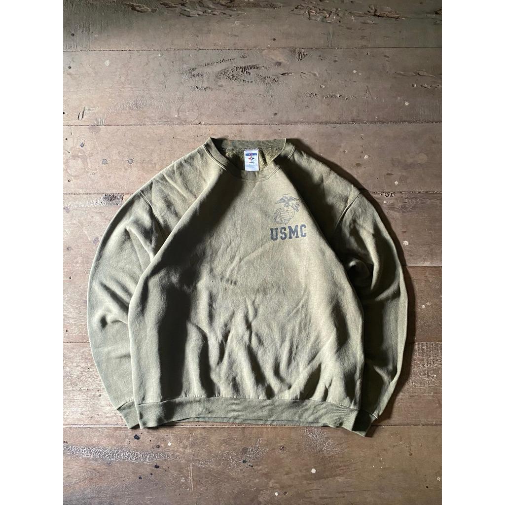 USMC Crewneck By Jerzees - Olive Green Sweatshirt