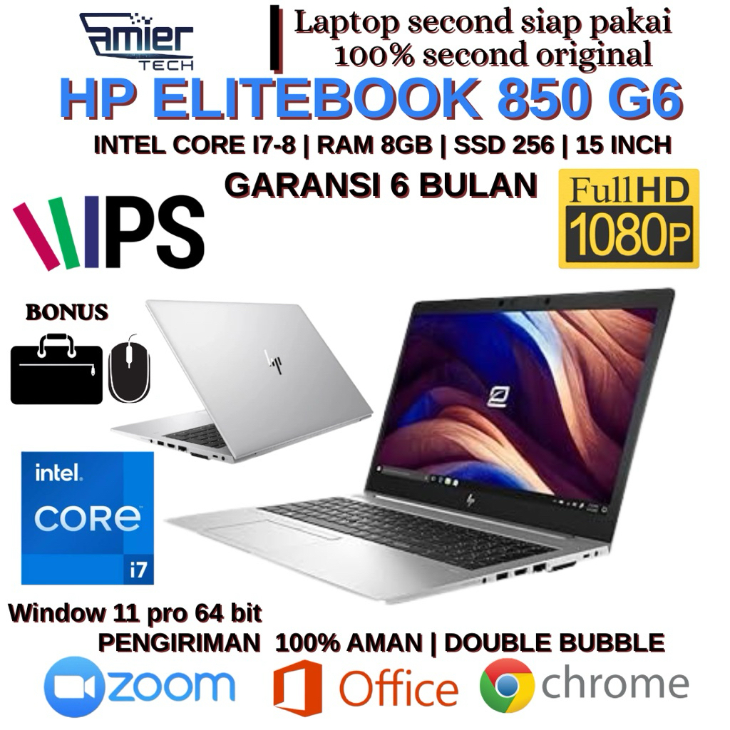Laptop Hp Elitebook 850 G6 (Touch)Core i7-8 | RAM 8GB | SSD 256GB | Bergaransi