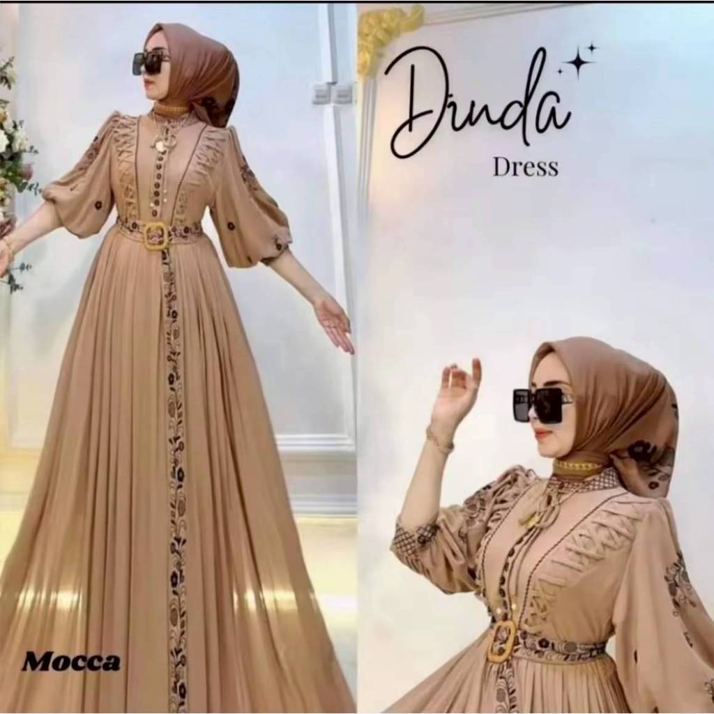 Baju Gamis Wanita Dinda Dress BL dengan Bahan Ceruty Babydoll Premium, Nyaman Dipakai