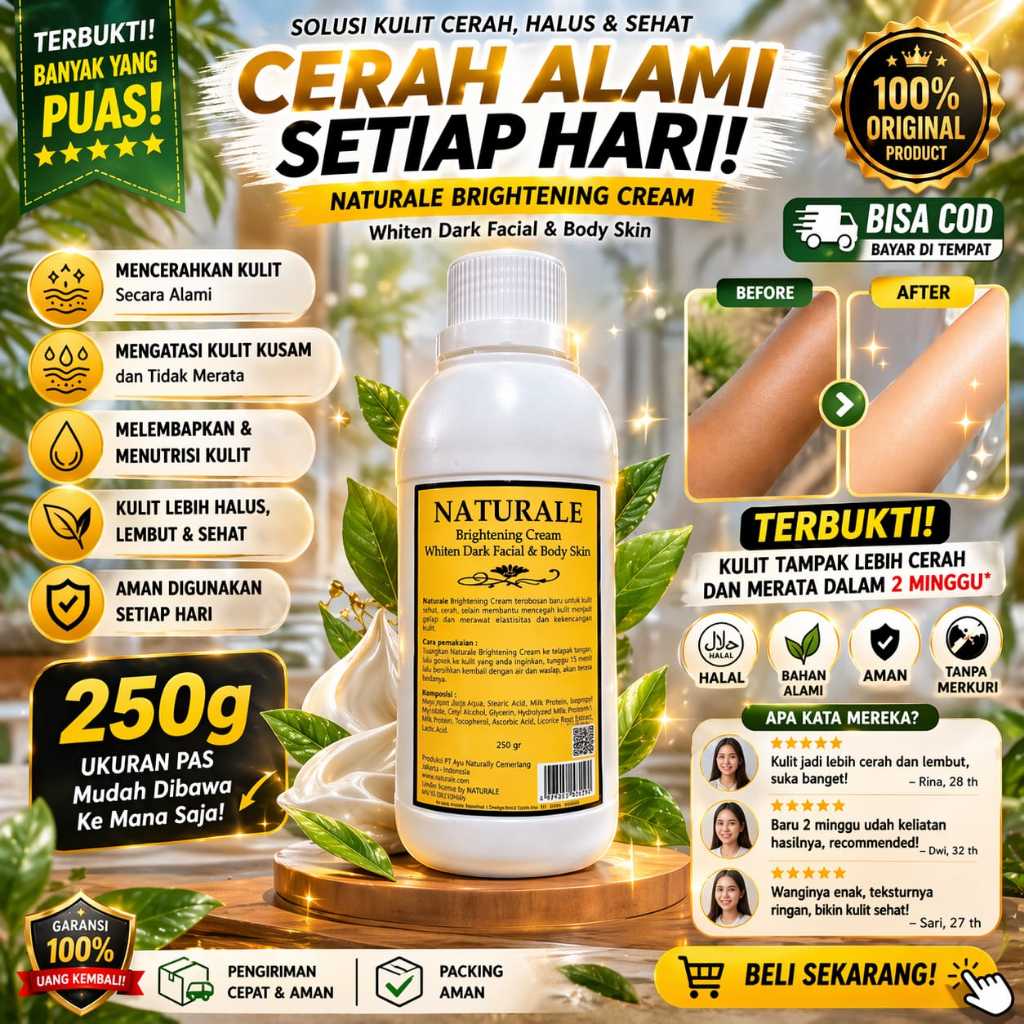 PEMUTIH BADAN PERMANEN NATURALE BLEACHING CREAM 250GR ORIGINAL BPOM BLEACHING BADAN BLICING PERAWATA