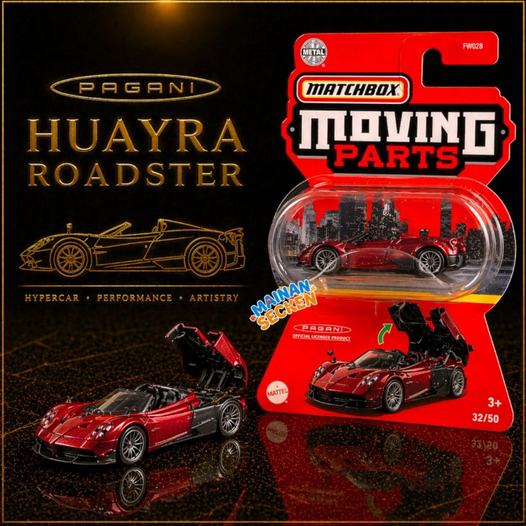 Matchbox Moving Parts Pagani Huayra Roadster Merah