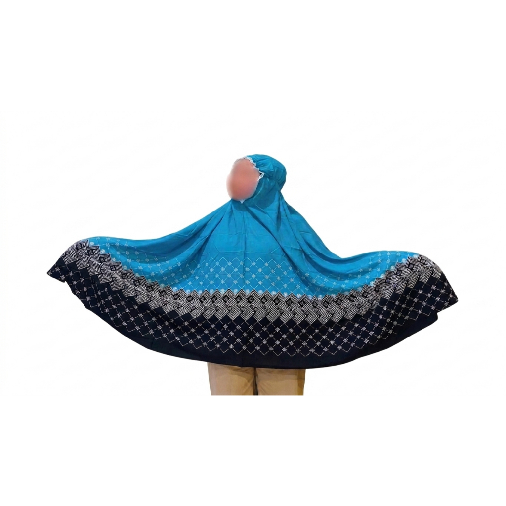 Jilbab Batik Haji Indonesia Biru Hitam Motif Terbaru