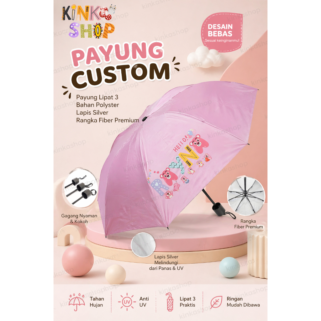 Payung Lucu Anak Custom Nama Free