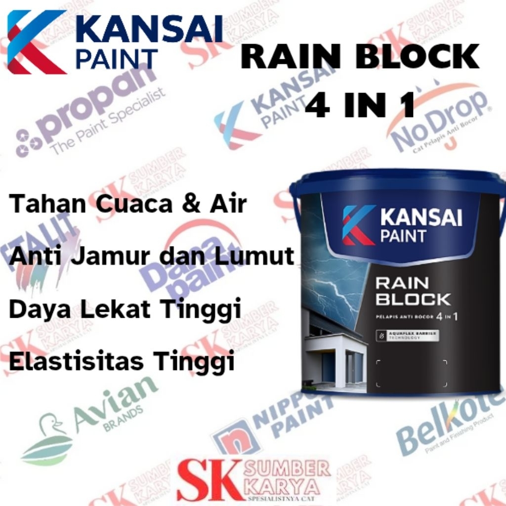 KANSAI RAIN BLOCK CAT PELAPIS ANTI BOCOR 4 IN 1 KANSAI PAINT