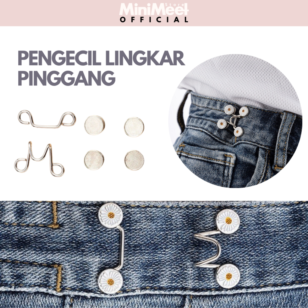 Pengecil Pinggang Celana Jeans Logam Adjustable Pengait