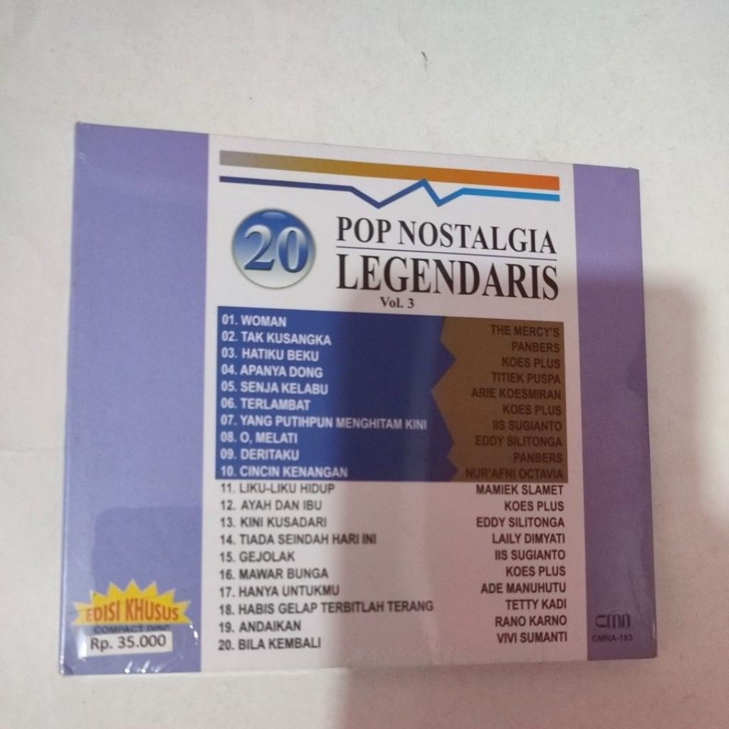 CD 20 POP NOSTALGIA LEGENDARIS VOL3 KOES PLUS EDDY SULITONGA VIVI SUMANTRI