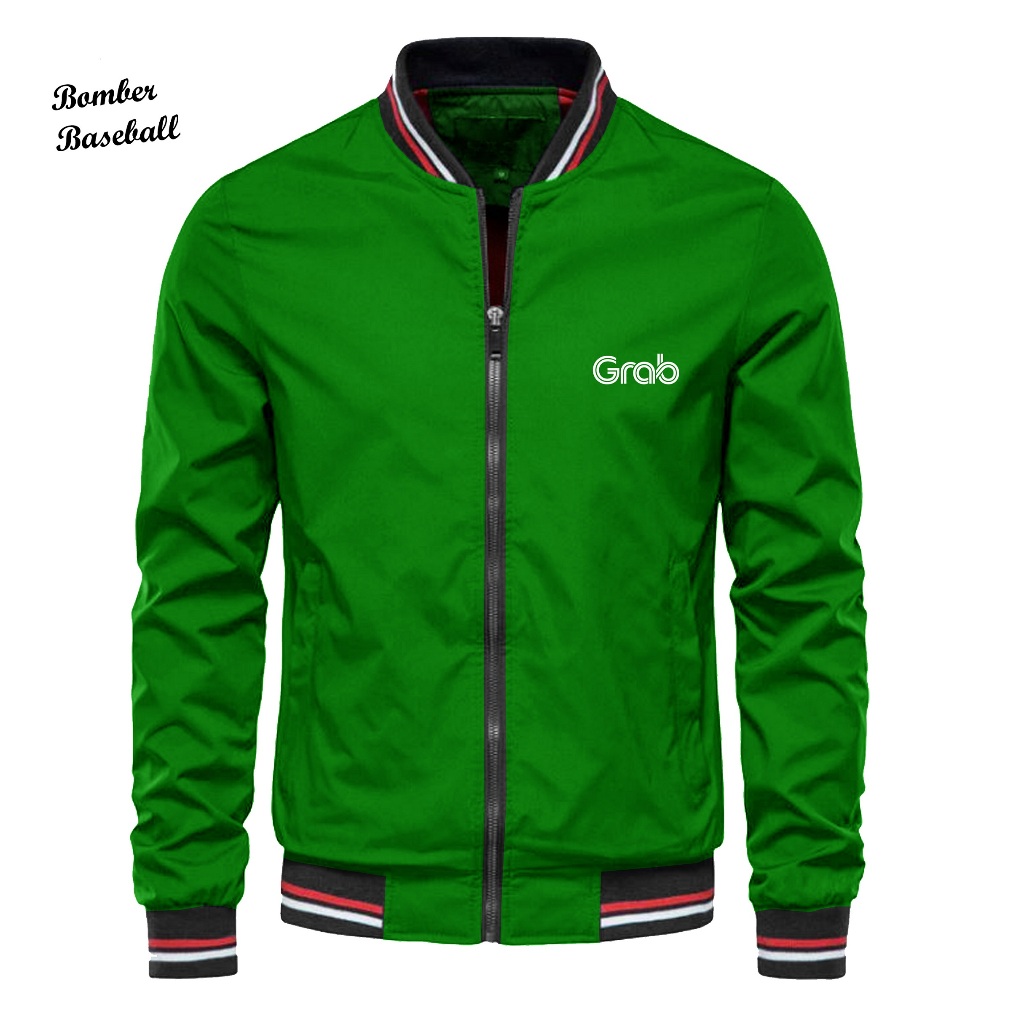 Hot Sell  Jakey Ojol Grab Terbaru Jaket Bomber Trend Jaket Baseball Pria Grab Waterproof Original Ja