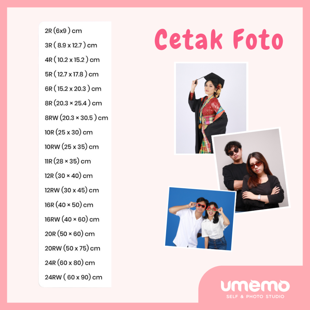 Cetak Foto Ukuran Pas Photo, 3R, 4R, 5R High Quality