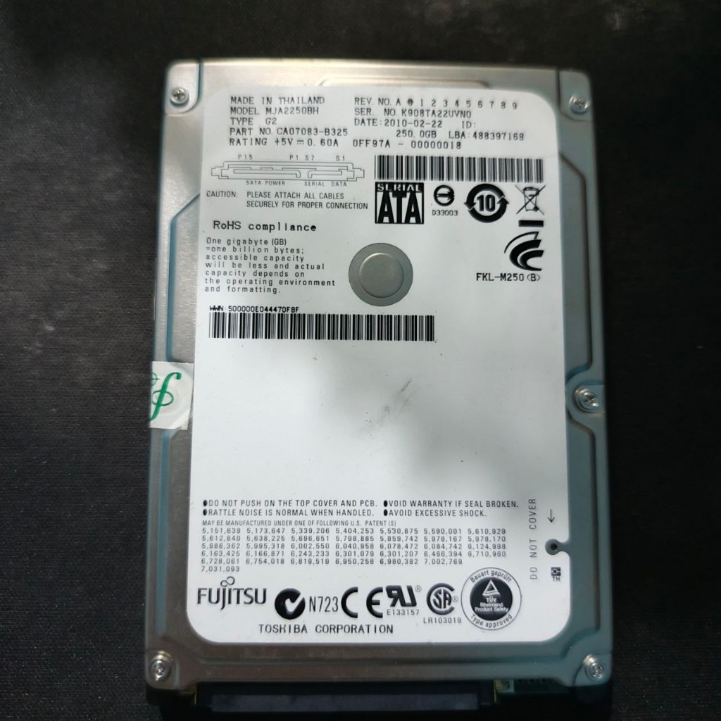 Hardisk Laptop HDD Fujitsu Toshiba 232 GB 100% Sentinel Up To 90 MBps Kondisi Bekas