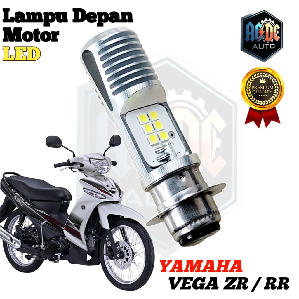 Lampu Depan Motor Yamaha Vega ZR/RR LED Putih H6 Ac/Dc 12Volt M2b Pro Pengganti Dop/Bohlam Standart