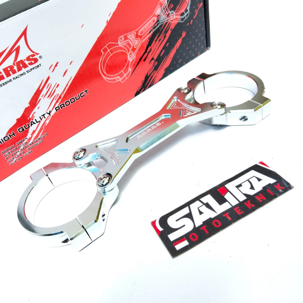 Stabilizer Stabiliser Skok Shock Borgol Depan CNC Motor Ninja Merek Merk Agras Warna Silver