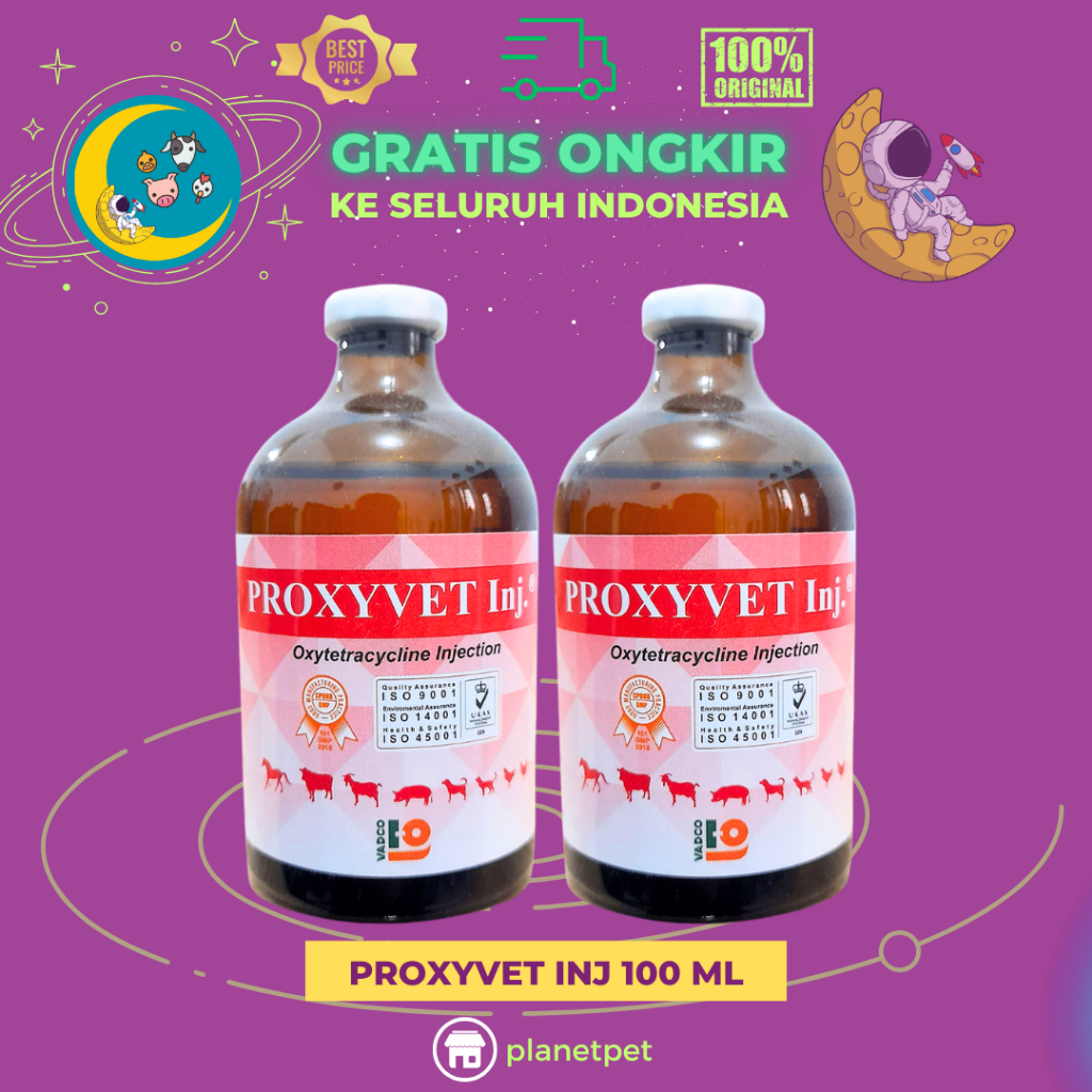 PROXYVET INJ 100 ML - AB Untuk Masalah Pernafasan dan Pencernaan Hewan Ternak