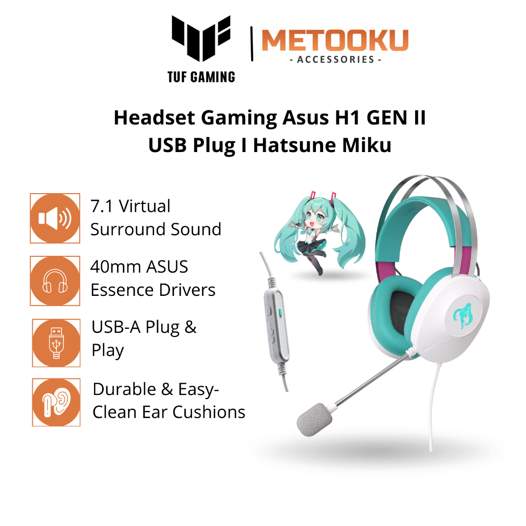 Asus TUF Gaming X Hatsune Miku Edition Headset Gaming Asus TUF  H1 GEN II Hatsune Miku Special Editi