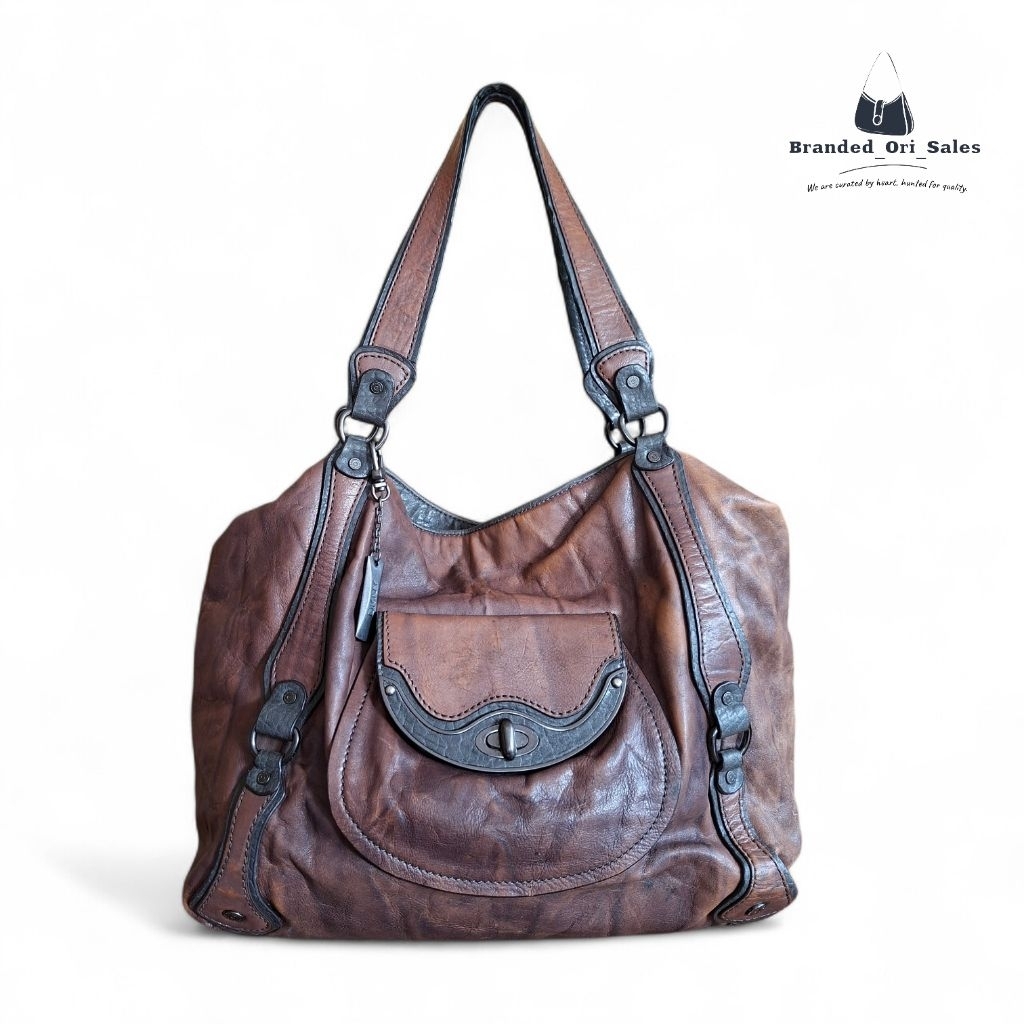 TAS TOTE WANITA DKNY'S VINTAGE BROWN LEATHER