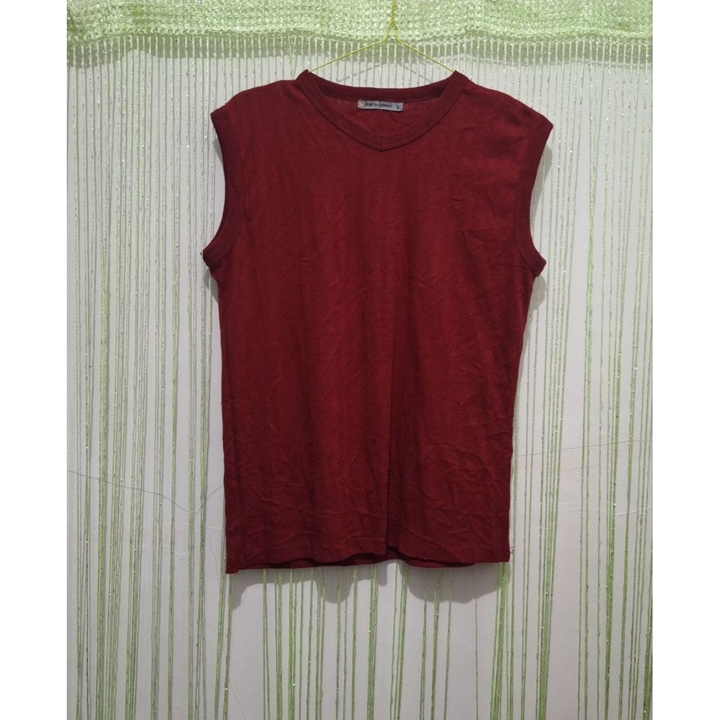 outer vest rajut wanita jumbo merah maroon, big size