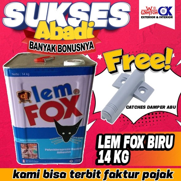 JUAL Lem Kuning HPL Furniture Mebel Fox Biru Blek Pail 14 Kg 14000 gram FREE CATCHES DAMPER ABU