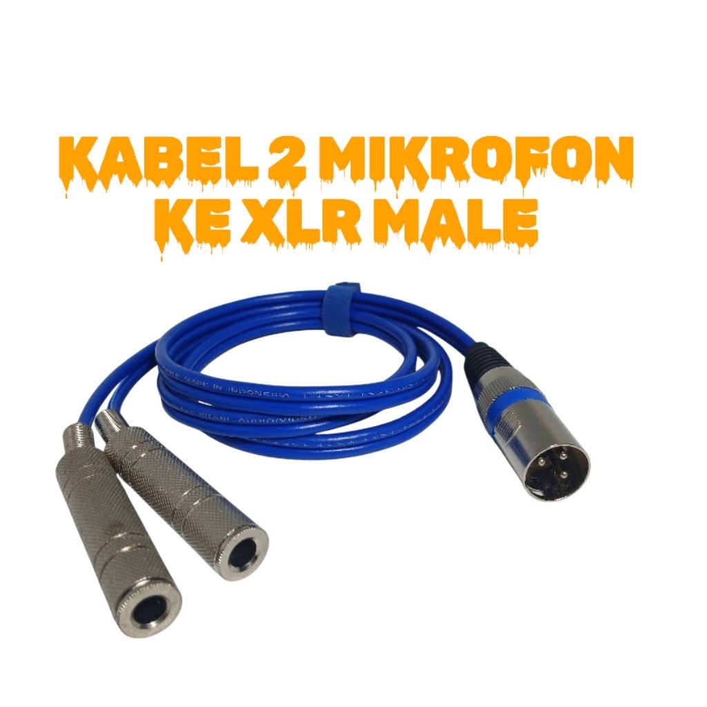 KABEL 2 JEK MIKROFON KE 1 XLR MALE Kabel sambungan 2 mic ke mixer