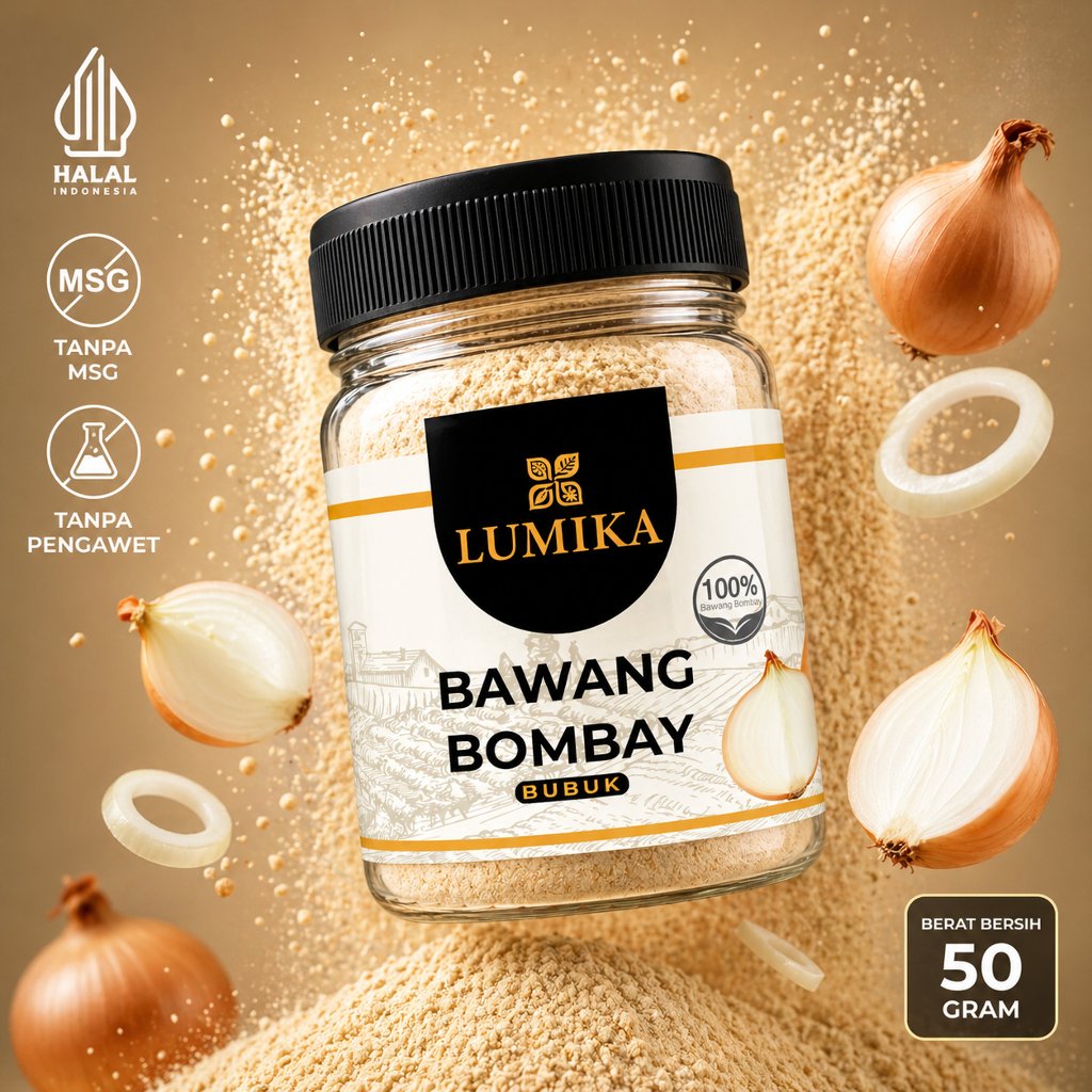 Bawang Bombay Bubuk Murni 100% Tanpa Campuran - Halus untuk Bumbu Masakan