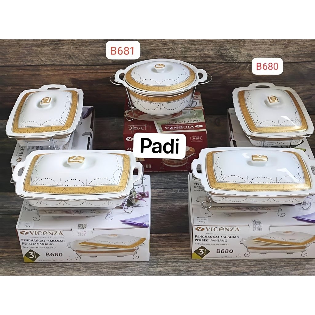 (FREE PACKING KAYU) PRASMANAN SEMEJA / WADAH SAJI SET 5 PCS VICENZA (4 PCS PERSEGI 680 + 1 PCS BULAT