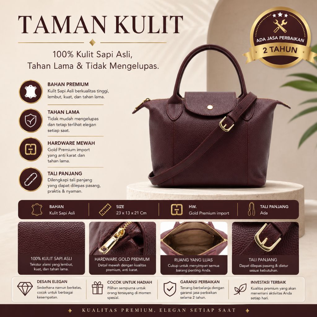 TAMANKULIT Tas Kulit Wanita Model Lc Mini Bahan Kulit Sapi Asli