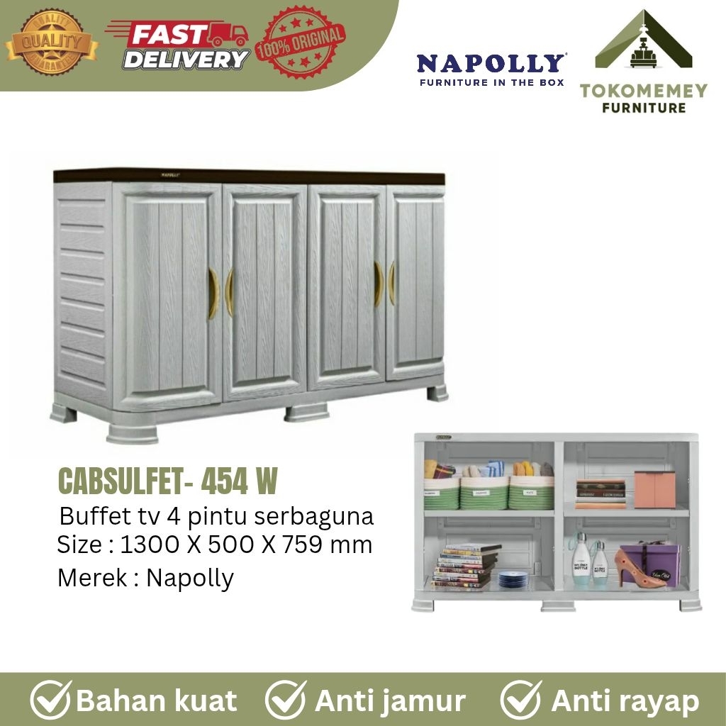 NAPOLLY BUFFET LEMARI TV LEMARI PAKAIAN CABSULFET 454 LEMARI BUFFET PLASTIK SERBAGUNA MINIMALIS