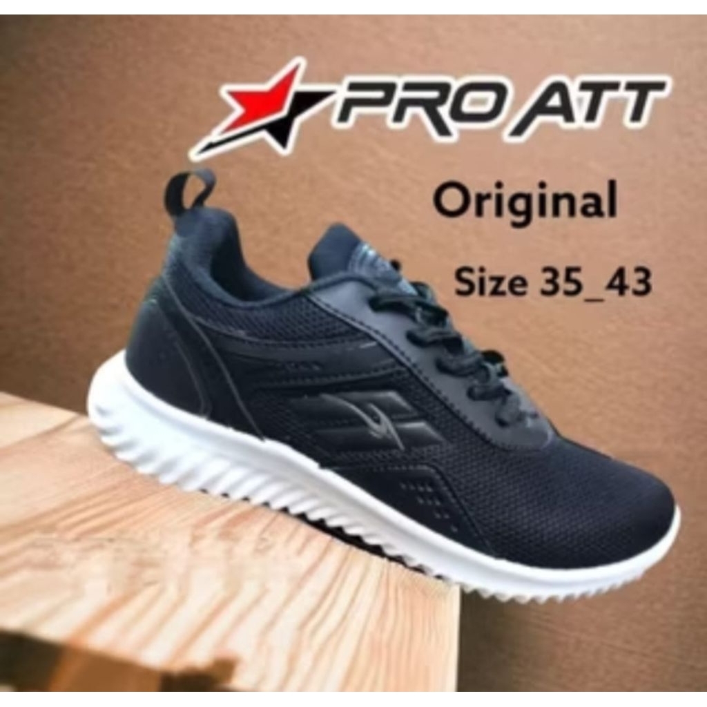 Sepatu sekolah Pro ATT 100% sepatu sekolah SD SMP SMA pria wanita hitam putih