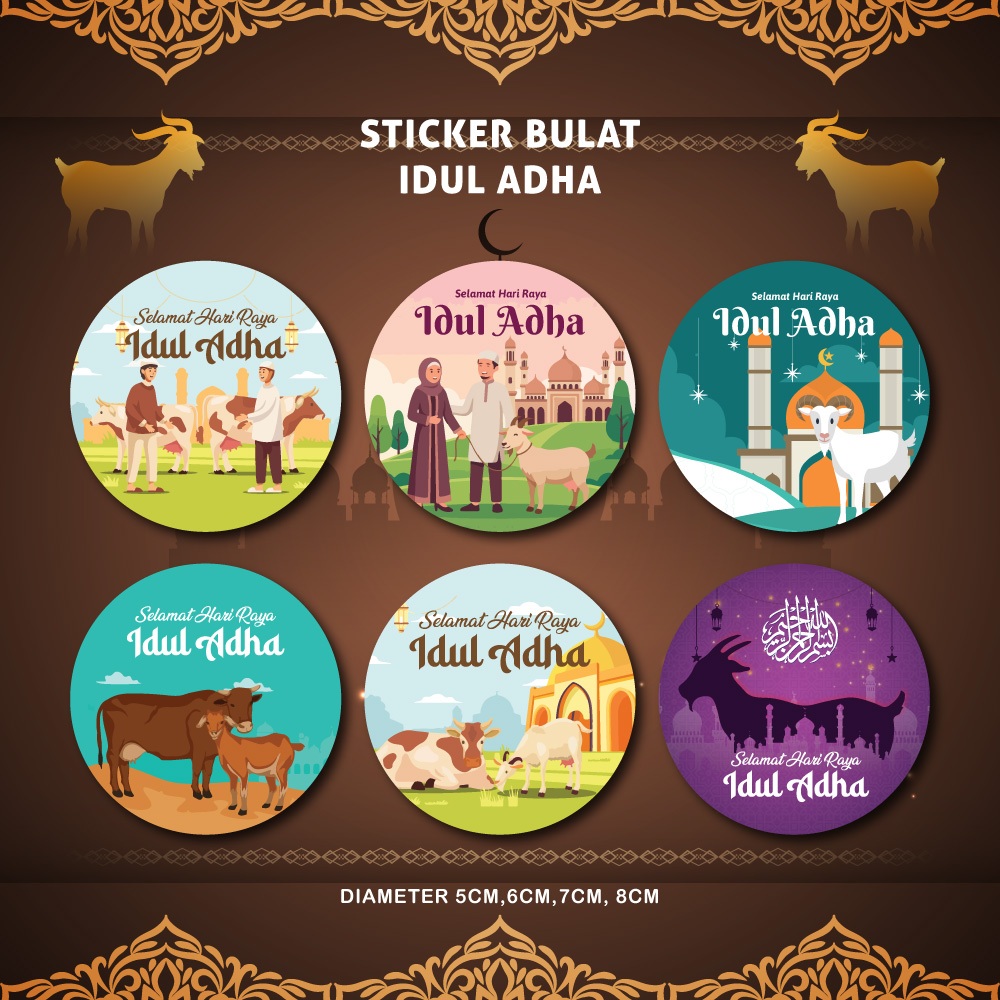 [isi 35pcs] Sticker Idul Adha / Sticker Bulat Idul Adha / Stiker Idul Adha Qurban Kurban Stiker Leba