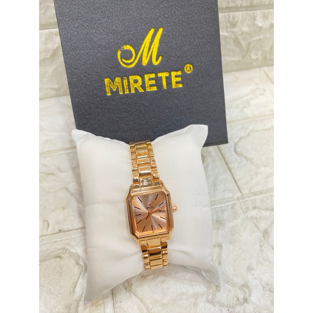 [ BISA COD ] R227 Jam tangan wanita persegi MIRETE rantai stainless steel back