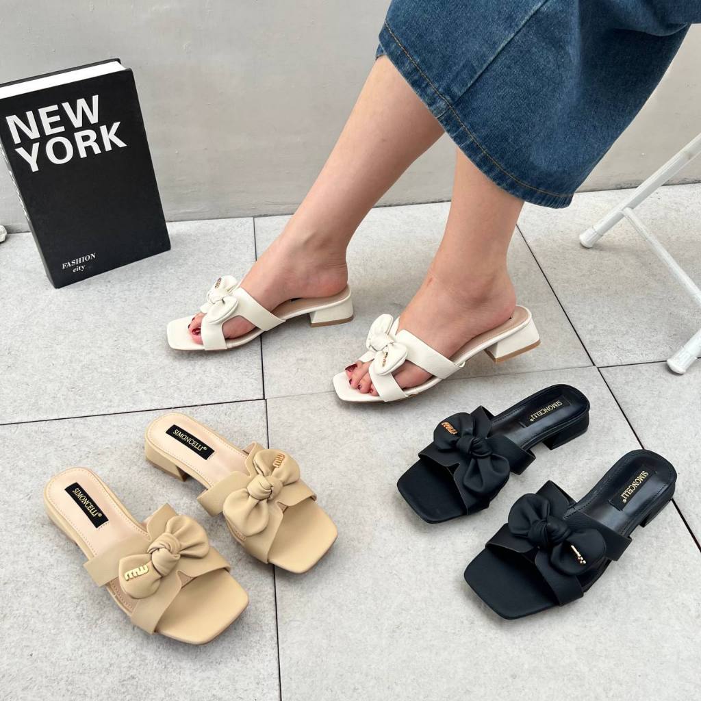 Simoncelli Sandal Tumit Tahu 3 Cm |  Sandal Wanita | Sandal Kondangan | Pesta | Sandal Kerja | Sanda