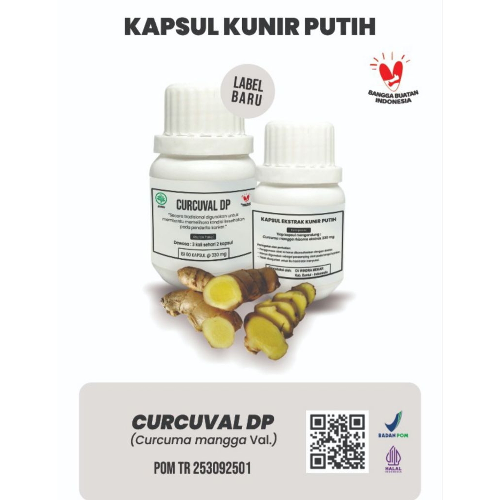 Kapsul herbal kunir putih  ASLI BPOM Prof.Dr.Ir.Hj.Dwiyati,MP /Isi 60 kapsul