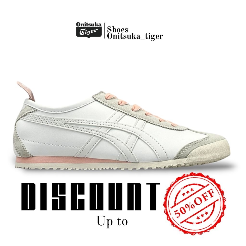 Onitsuka Tiger mexico 66 women's shoes white breeze pink free paperbag & kaos kaki