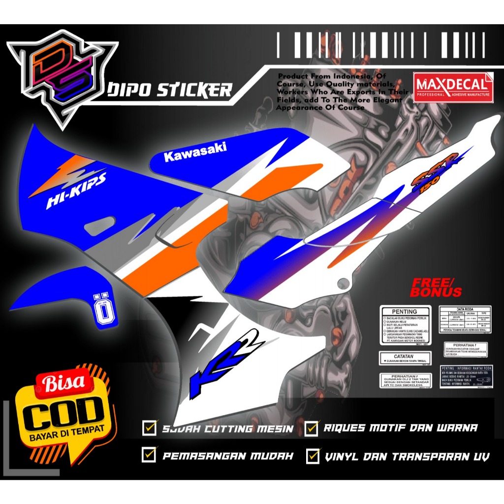 stiker striping ninjaKRR SSR custom transparan laminasi