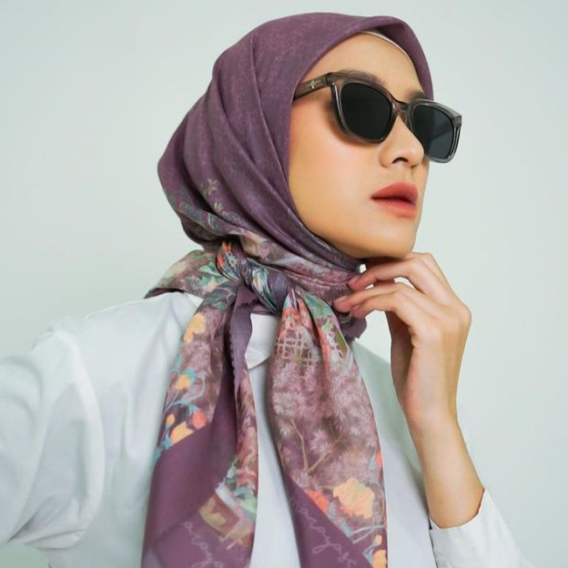 Maraya - Hijab segi empat voal motif printing raya series original maraya scarf