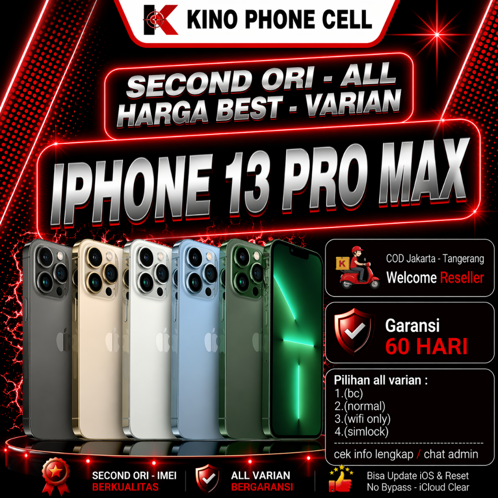 IPHONE 13 PRO & 13 PRO MAX Second Ori 128GB 256GB All Varian Bekas Kino Phone Cell