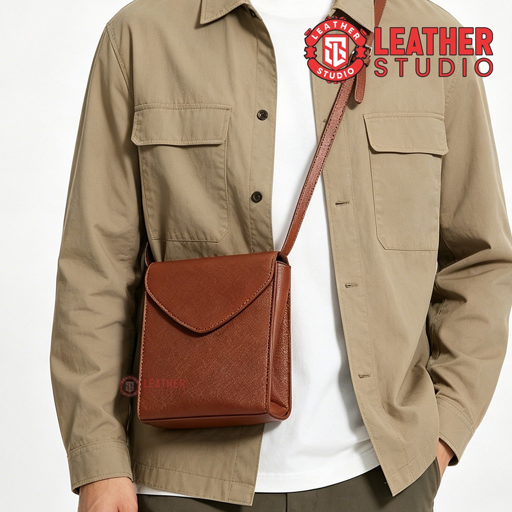 Leather Studio BRIAN Tas Kulit Pria & wanita kecil mini untuk HP Premium