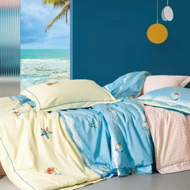 BIOSIBEDDING Sprei Katun Jepang Motif Kartun Anak Bintang Laut Biru Frozen Cinamonrol Kuromi Animal 