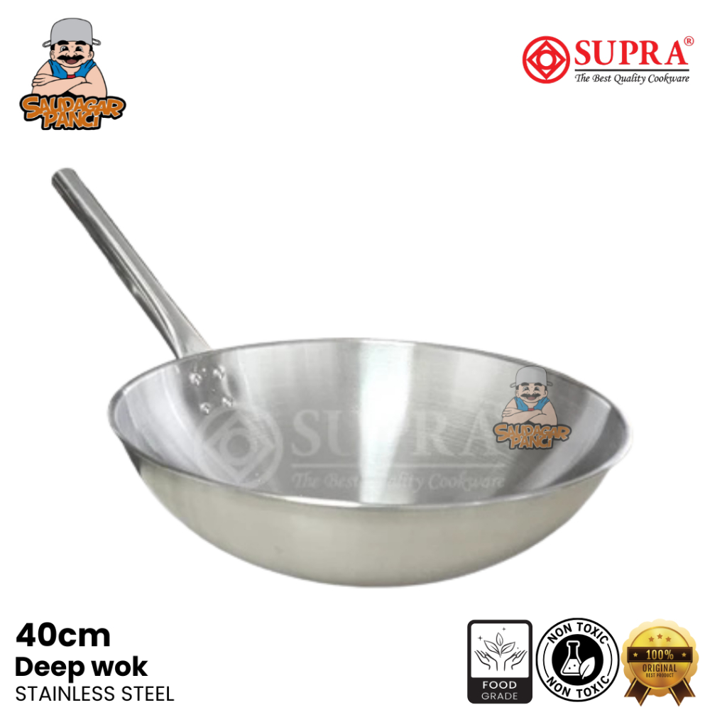 Supra Deep wok 40cm / wajan stainless 40cm / stainless steel sus 304