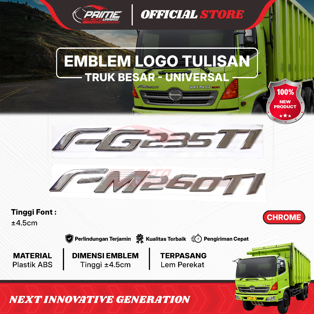 Emblem Tulisan Logo FM 260 TI FG 325 TI Chrome