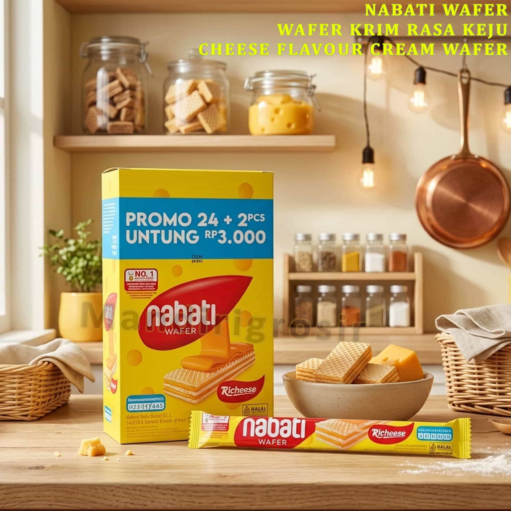 Wafer Krim Rasa Keju * Nabati Wafer * Cheese Flavour Cream Wafer * Isi 1box 130gr