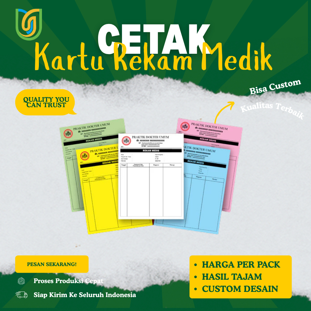Cetak Custom Kartu Rekam Medis / Kartu Status Pasien Medical Record / Kartu Riwayat Pasien