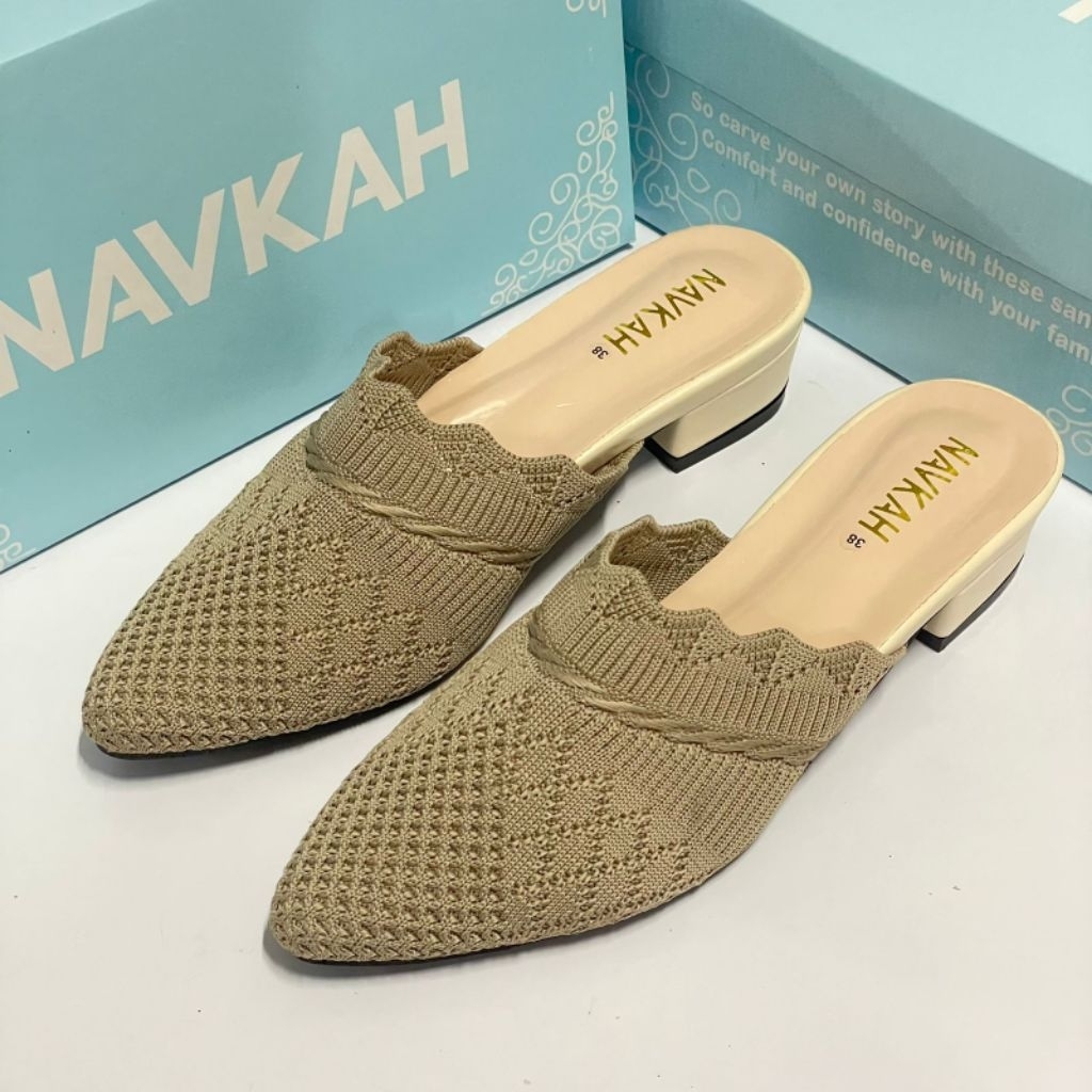Navkah K16/Sendal Selop Heels Wanita [ Heels Slipper Sandal ] Heels 5cm