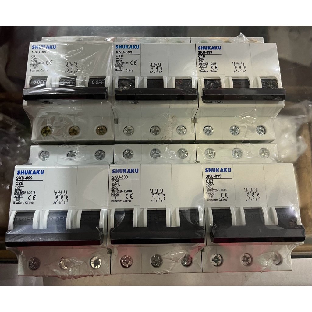 MCB SHUKAKU 3 KUTUB /3 PHASE TYPE SKU-899 C6,C10,C16,C20,C25,C63