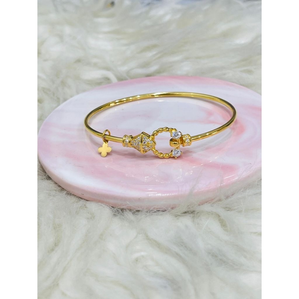 gelang bangle bunga ulir AD elegant terbaru emas asli kadar 700 16K
