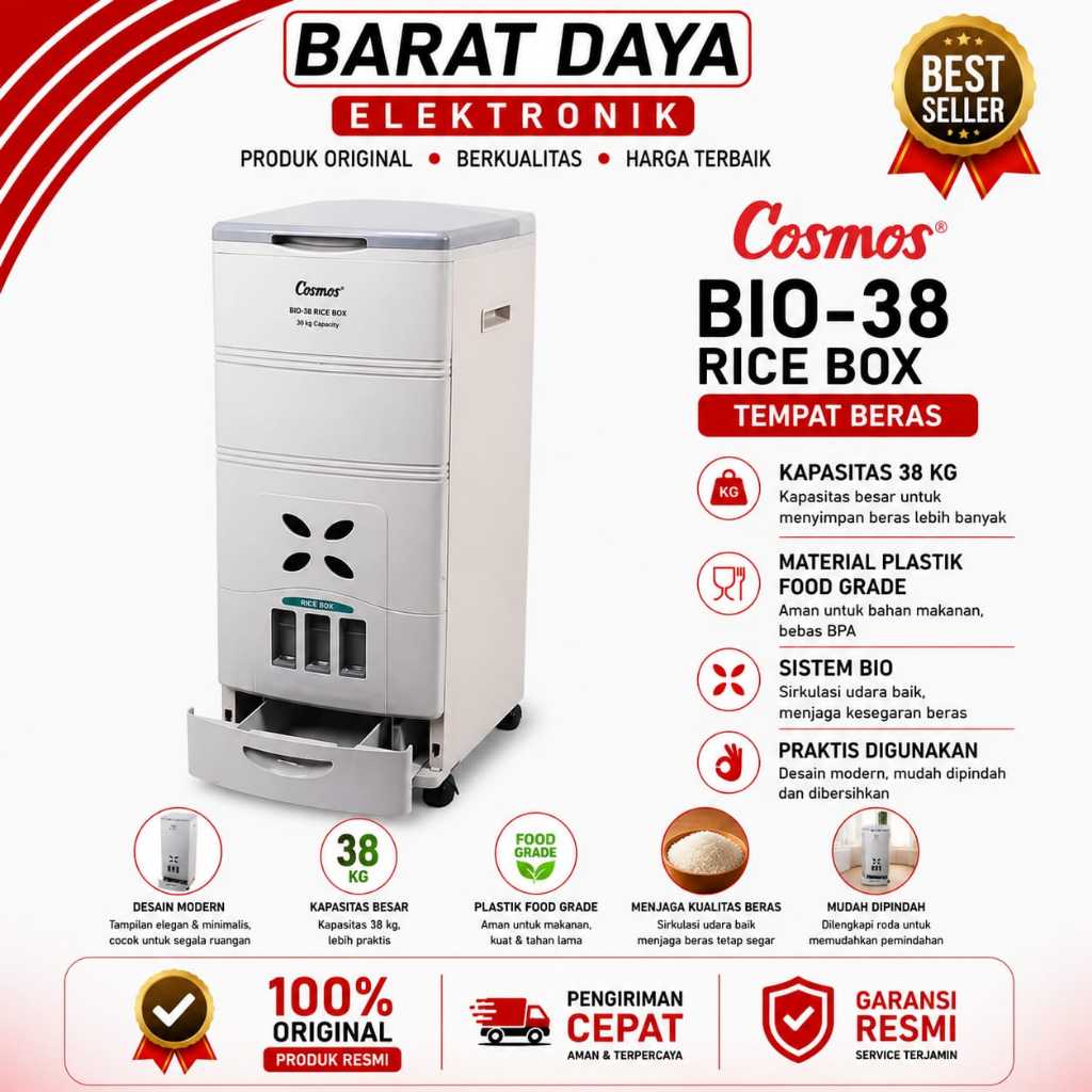 Cosmos BIO 38 Rice Box Tempat Penyimpanan Beras 38 KG